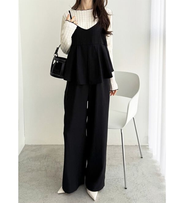 GeeRA（ジーラ）の「セットアップ風プリーツビスチェキャミサロペ（オールインワン）」｜詳細画像