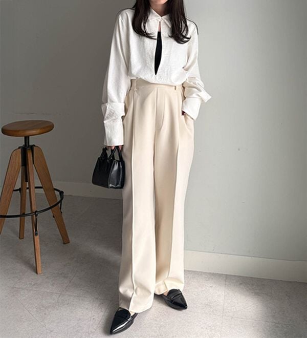 RANAN（ラナン）の「裏起毛美脚シルエットピンタックワイドパンツ（フルレングスパンツ）」｜詳細画像