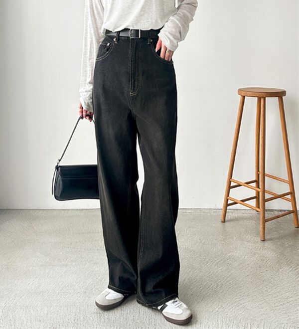 GeeRA（ジーラ）の「ハイウエストストレートデニム（ワイドパンツ・ガウチョ）」｜詳細画像