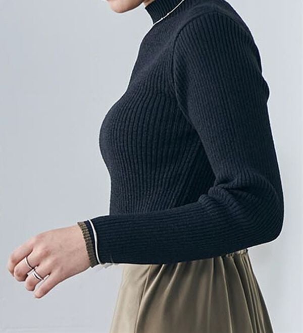 RANAN（ラナン）の「もちもちリブパイピングハイネックニット（ニット・セーター）」｜詳細画像