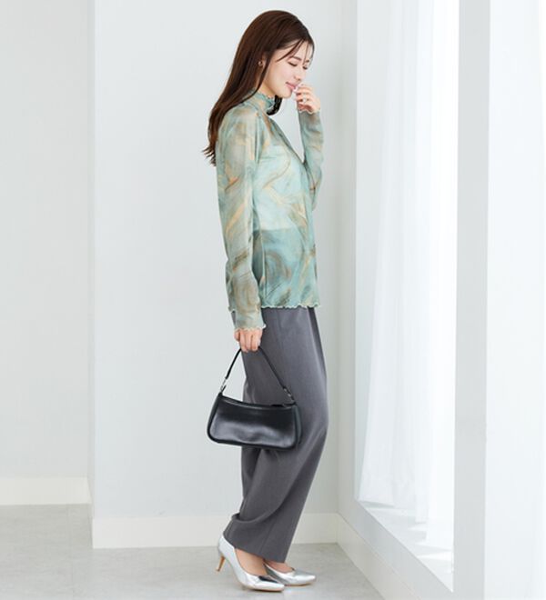 BELLUNA（ベルーナ）の「シアー素材ハイネックインナープルオーバー（カットソー）」｜詳細画像