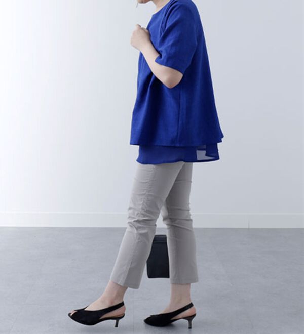 BELLUNA（ベルーナ）の「美脚ストレッチ麻入りアンクルパンツ（クロップドパンツ）」｜詳細画像