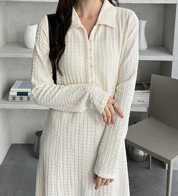 GeeRA（ジーラ）の「ポロ衿表面感素材マーメイドワンピース（カットソーワンピース）」｜詳細画像