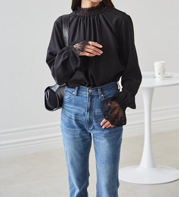 RANAN（ラナン）の「レースフリルプチハイネックブラウス（ブラウス）」｜詳細画像