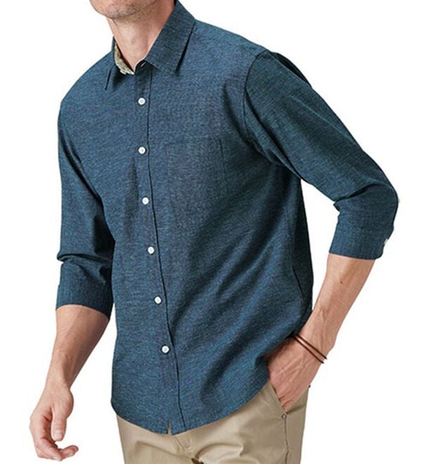 「フレンチリネンブレンドカジュアルシャツ（メンズシャツ）」｜詳細画像