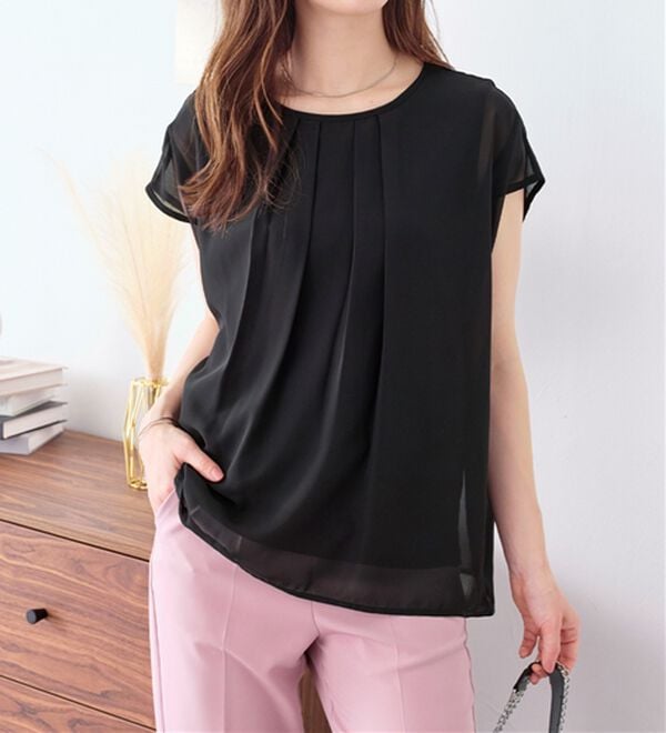 alotta（アロッタ）の「【接触冷感】機能付インナーシフォンブラウス（ブラウス）」｜詳細画像