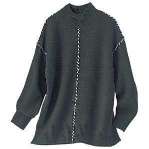 BELLUNA（ベルーナ）の「配色ステッチハイネックプルオーバー（ニット・セーター）」｜黒