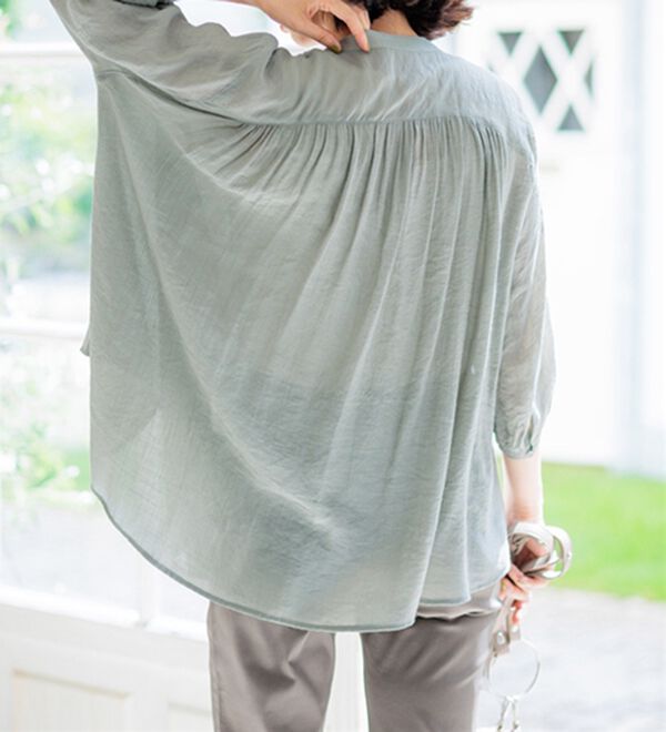 BELLUNA（ベルーナ）の「スラブ素材ギャザーデザインブラウス（ブラウス）」｜詳細画像