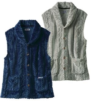 「【２色組】＜カンサイ＞軽やか暖かルームベスト（メンズルームウェア）」｜2色組