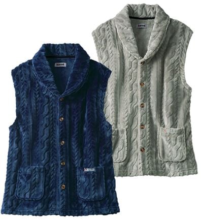 「【２色組】＜カンサイ＞軽やか暖かルームベスト（メンズルームウェア）」