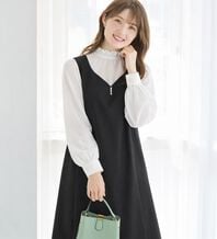 alotta（アロッタ）の「【選べる２丈】すらっと上品見えパール付ジャンパースカート（ジャンパースカート）」