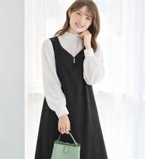 alotta（アロッタ）の「【選べる２丈】すらっと上品見えパール付ジャンパースカート（ジャンパースカート）」