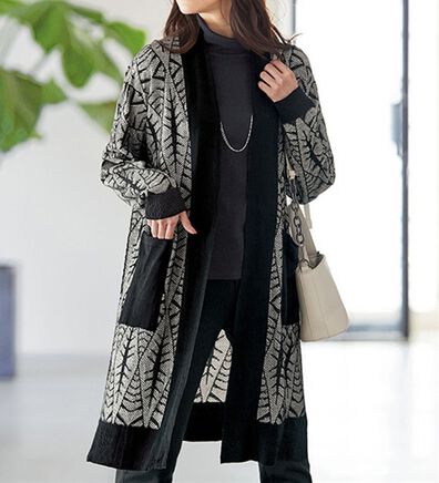 BELLUNA（ベルーナ）の「モードを着こなす幾何柄ロングカーディガン（その他カーディガン）」