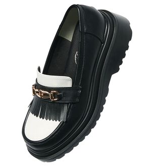 RANAN（ラナン）の「ビットデザイン厚底ローファー（ローファー）」｜ブラック／ホワイト