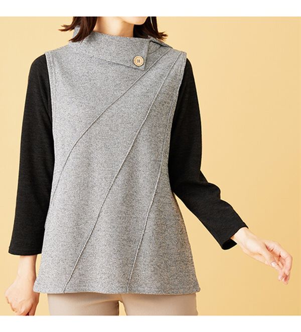 BELLUNA（ベルーナ）の「【2点セット】裏起毛素材衿デザインアンサンブル（アンサンブル）」｜詳細画像