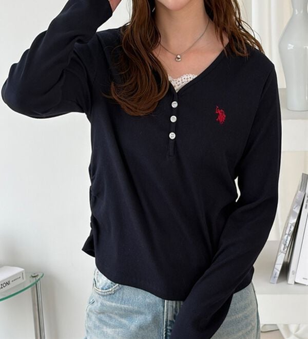 GeeRA（ジーラ）の「【U.S.POLOASSN.】Ｖネックヘンリーリブカットソー（カットソー）」｜詳細画像