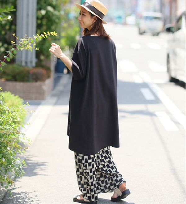 A HAPPY MARILYN（アハッピーマリリン）の「【Ｍ～８Ｌ】【接触冷感・吸水速乾】体型カバー五分袖チュニック（チュニック）」｜詳細画像