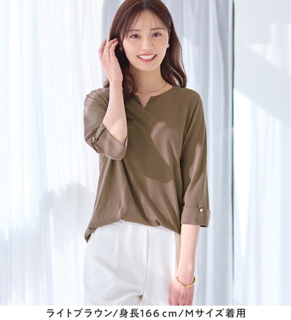 alotta（アロッタ）の「７分袖金ボタンデザイントップス（カットソー）」｜詳細画像