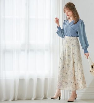 alotta（アロッタ）の「カシミヤタッチカシュクール袖異素材ニット（ニット・セーター）」｜ブルー