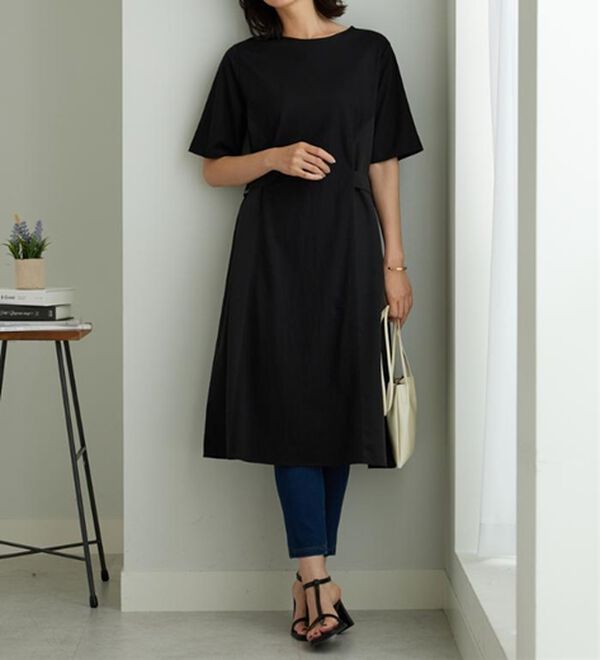 BELLUNA（ベルーナ）の「サイドバックル異素材切替ワンピース（その他ワンピース）」｜詳細画像