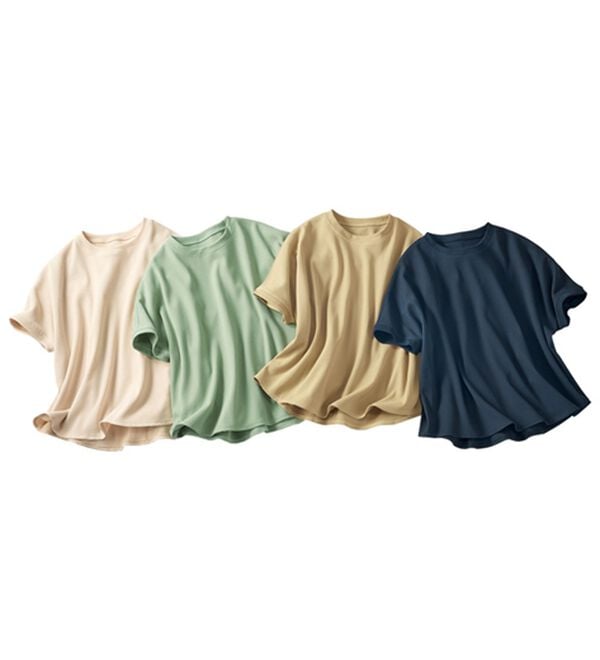 BELLUNA（ベルーナ）の「【快適Ｌａｂ．】ドライワッフル素材ドルマンプルオーバー（カットソー）」｜詳細画像