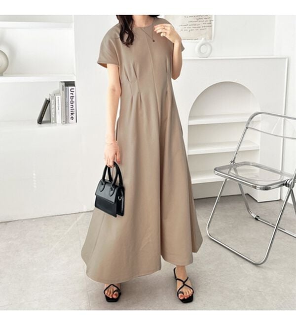 GeeRA（ジーラ）の「前後2WAYハーフジップフレンチ袖ワンピース（カットソーワンピース）」｜詳細画像