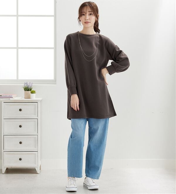 BELLUNA（ベルーナ）の「ふんわり素材軽ぽかチュニックワンピ―ス（チュニックワンピース）」｜詳細画像