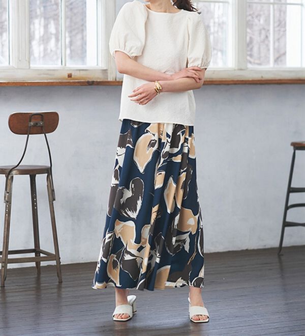 即完品✨限定　極美品　エスゼット×ロンハーマン　ボタニカルスカート　ブルー 即完品✨限定 極美品 エスゼット×ロンハーマン ボタニカル