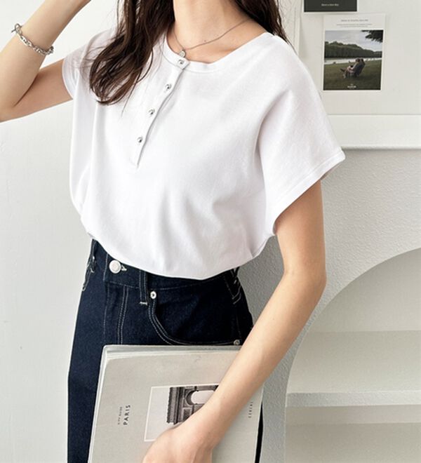 GeeRA（ジーラ）の「綿１００％前後２ＷＡＹシルケットフレンチスリーブカットソー（Tシャツ）」｜詳細画像