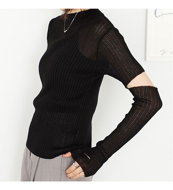 GeeRA（ジーラ）の「アームウォーマー付リブニット（ニット・セーター）」｜詳細画像