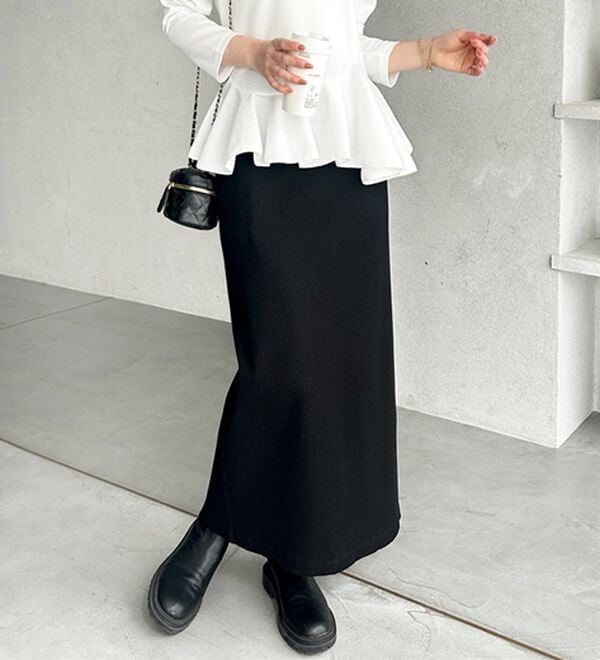 GeeRA（ジーラ）の「【着回し力◎】楽ちんすっきり見え！リブロングスカート（ロングスカート）」｜詳細画像