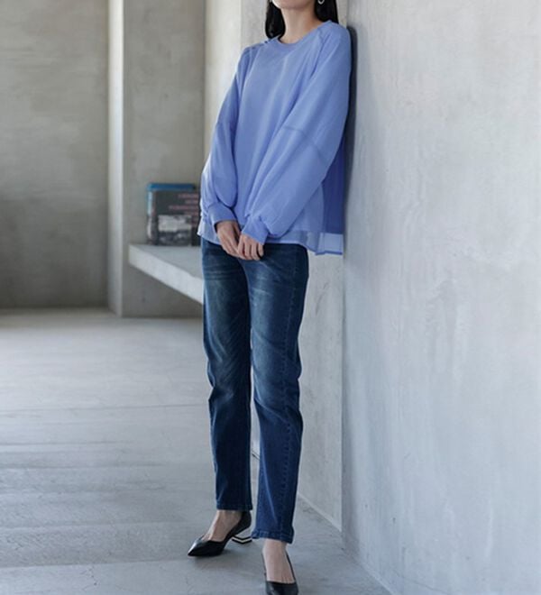 RANAN（ラナン）の「裏起毛シアー素材レイヤードスウェット（カットソー）」｜詳細画像