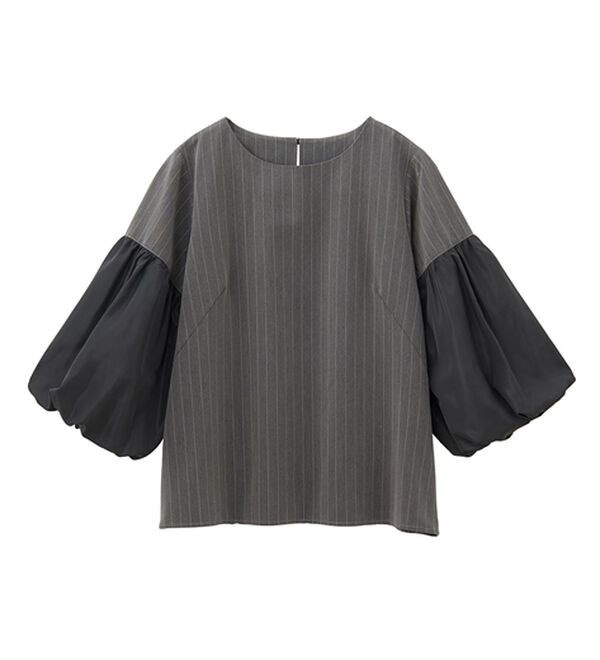 RANAN（ラナン）の「異素材使いピンストライプブラウス（ブラウス）」｜詳細画像