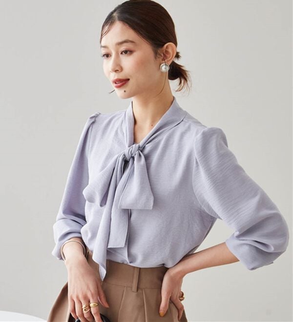 RANAN（ラナン）の「【UV・イージーケア機能付】ボウタイリボンブラウス（ブラウス）」｜詳細画像