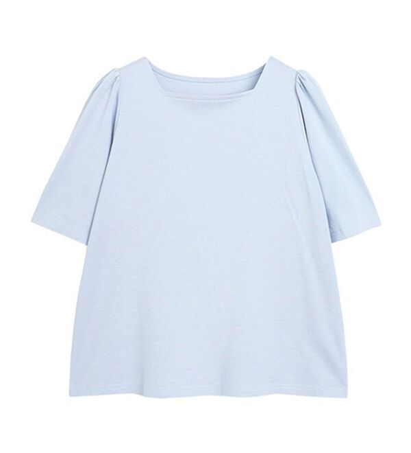 Pierrot（ピエロ）の「接触冷感スクエアネックパフスリーブＴシャツ（カットソー）」｜詳細画像