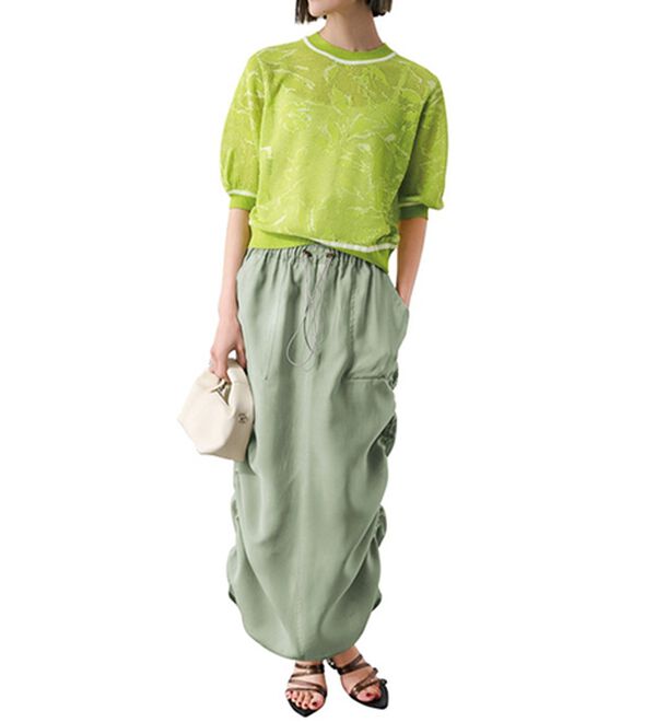 RANAN（ラナン）の「シアー素材ドロストカーゴスカート（ロングスカート）」｜詳細画像