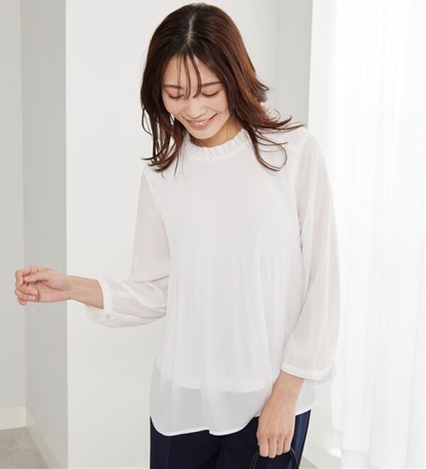 BELLUNA（ベルーナ）の「【新色追加】〈セレモニースタイル〉細プリーツデザインブラウス（ブラウス）」｜詳細画像