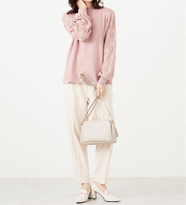 BELLUNA（ベルーナ）の「袖起毛レースニットプルオーバー（ニット・セーター）」｜詳細画像