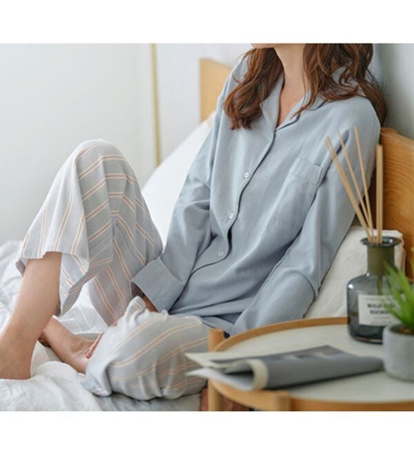 YU'NOW（ユナウ）の「【上下２点セット】コットンネルシャツパジャマセット（パジャマ・ルームウェア）」｜詳細画像