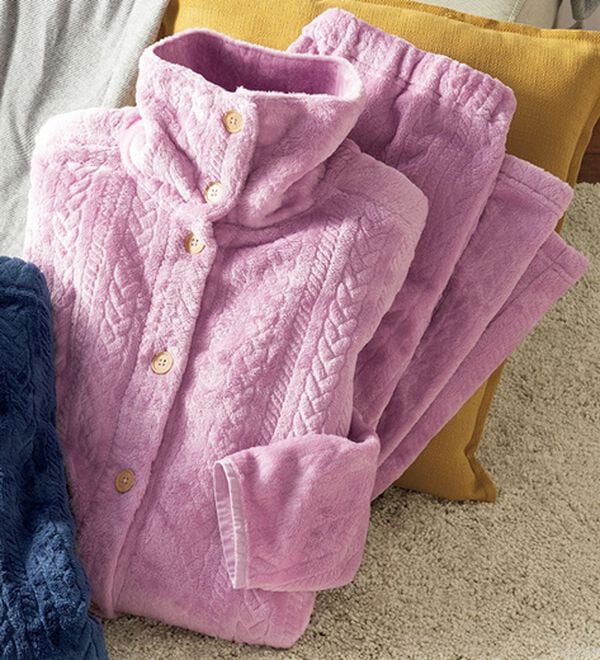 ルフラン（ルフラン）の「【ホカロン】首元までぽかぽかケーブル柄パジャマ（パジャマ・ルームウェア）」｜ローズ