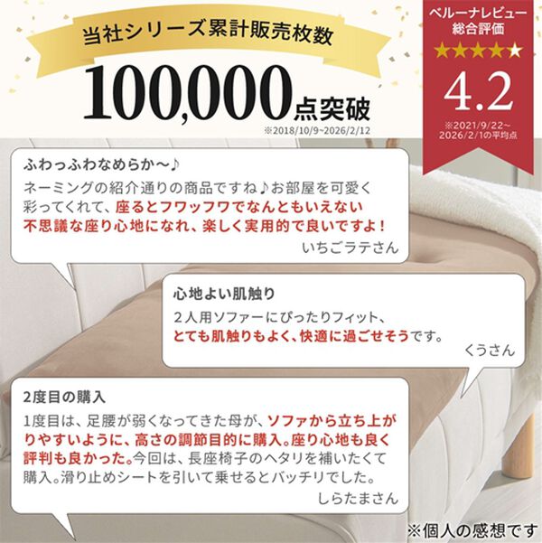 iellio（イエリオ）の「とろけるマイクロソファパッド＜抗菌防臭機能付・ソファーパッド・２人掛け・３人掛け・クッション・長座布団＞（ソファパッド）」｜詳細画像