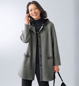 BELLUNA（ベルーナ）の「中わたキルティング使いダンボール素材２ｗａｙコート（ハーフコート）」｜杢グレー