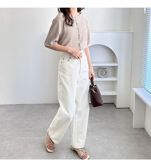 GeeRA（ジーラ）の「前後２ＷＡＹ配色メロー５分袖カットソー（カットソー）」｜詳細画像