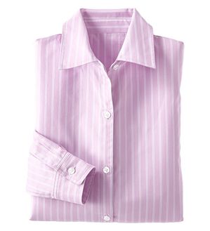 BELLUNA（ベルーナ）の「【選べる袖丈】洗える！ストレッチイージーケアシャツ（シャツ）」｜ラベンダーストライプ