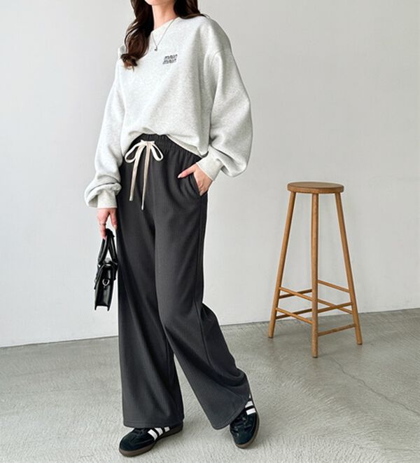 GeeRA（ジーラ）の「ふわふわあったか！裏起毛リブワイドパンツ（フルレングスパンツ）」｜詳細画像