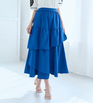RANAN（ラナン）の「ひんやり！ランダムティアードスカート（ロングスカート）」｜ブルー