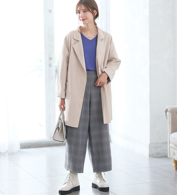 A HAPPY MARILYN（アハッピーマリリン）の「【Ｌ～８Ｌ】Ｒｉｎ フィット感軽減！Ｔシャツ感覚もっちりやわらかＶネックニット（ニット・セーター）」｜詳細画像