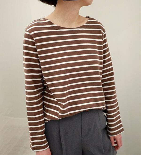 BELLUNA（ベルーナ）の「綿100％きれい見えボーダープルオーバー（カットソー）」｜詳細画像