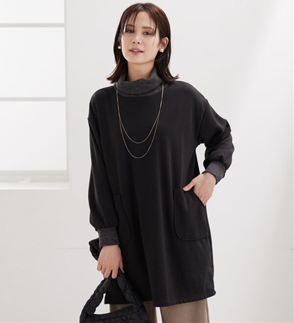 BELLUNA（ベルーナ）の「オフタートルネック配色リブ切替チュニック（チュニック）」｜詳細画像