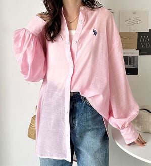 GeeRA（ジーラ）の「【Ｕ．Ｓ．　ＰＯＬＯ　ＡＳＳＮ．】バンドカラーシアーシャツ（シャツ）」｜詳細画像